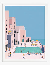 Seaside Pool Escape Art Print - White
