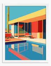 Mid-Century Poolside Vibes Art Print - White