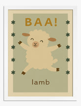 Joyful Lamb Leap Art Print - White