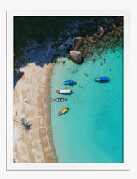 Aerial Serenity Beach View Art Print - White