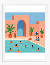 Sunlit Poolside Escape Art Print - White