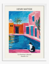 Matisse Poolside Cat Summer Art Print - White