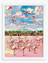 Flamingo Dreamscape Art Print - White