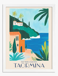 Taormina Coastal Escape Art Print - White