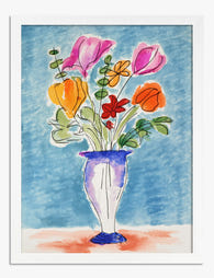 Joyful Watercolor Blooms Art Print - White