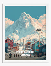 Cerro Catedral Winter Scene Art Print White
