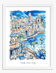 Amalfi Coast Charm Art Print - White