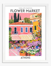 Athens Flower Market Delight Art Print - White