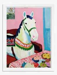 Playful Dinner Guest Art Print - White