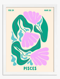 Pisces Botanical Zodiac Art Print - White