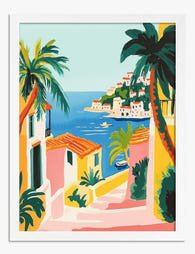 Amalfi Coast Sunlight Art Print White