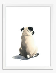 Pug from Behind Art Print White