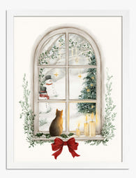 Cozy Holiday Window Art Print White
