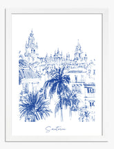 Santorini Blue Escape Art Print - White