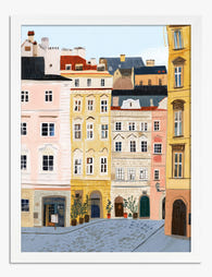 Pastel Prague Streetscape Art Print - White