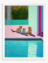 Poolside Kittens by Hockney Art Print - White