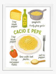 Italian Pasta Delight Art Print - White