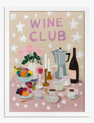 Wine Club Gathering Art Print - White