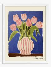 Blushing Tulip Bouquet Art Print White