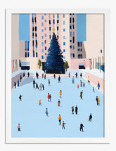 Holiday Skaters in NYC Art Print - White