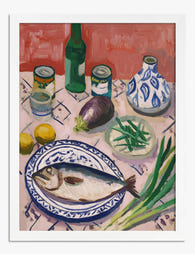 Mediterranean Kitchen Still Life Art Print - White