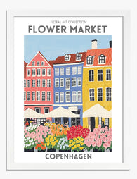 Copenhagen Flower Scene Art Print - White