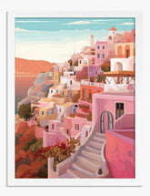 Santorini Sunset Escape Art Print - White