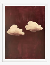 Burgundy Cloud Duo Art Print - White