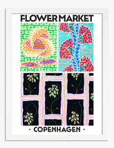 Copenhagen Flower Market Vintage Art Print - White