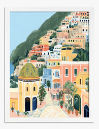 Sunlit Positano View Art Print - White