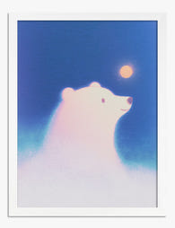 Neon Polar Bear Glow Art Print White