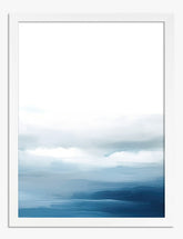 Serene Blue Horizon Art Print White