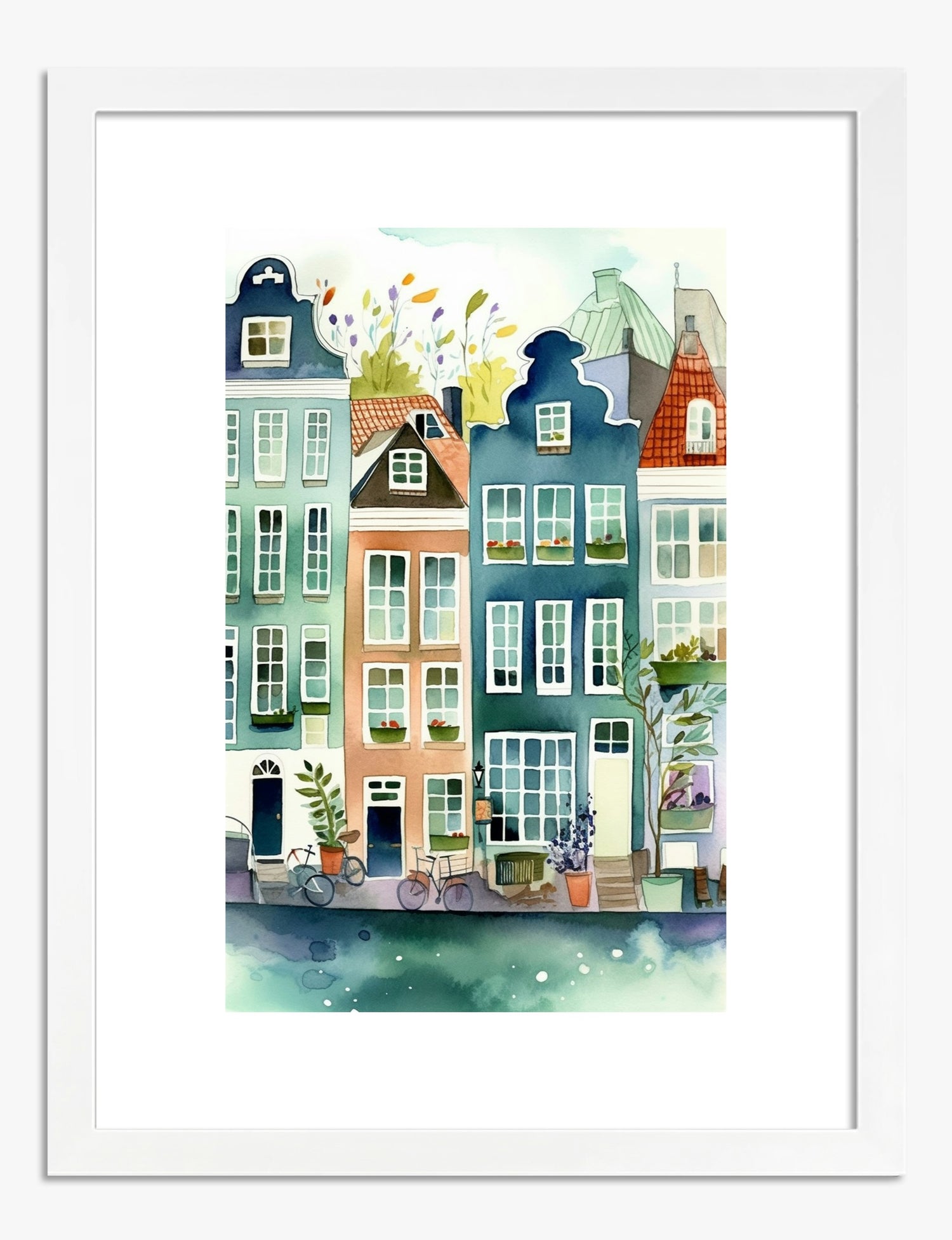 Charming Amsterdam Facades Art Print - White
