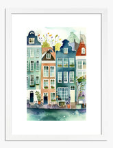 Charming Amsterdam Facades Art Print - White