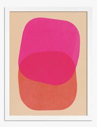 Pink & Orange Overlap Art Print - White