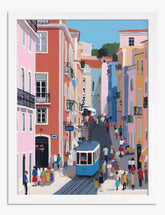 Summer in Lisbon Lane Art Print - White