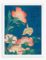 Peonies & Canary by Hokusai Art Print White