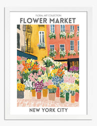New York Flower Market Art Print - White