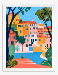 Sunlit Italian Village Art Print White
