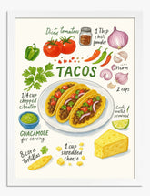 Flavor Fiesta Tacos Art Print - White
