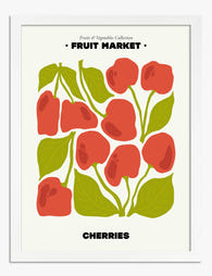 Bold Cherries Botanical Art Print - White