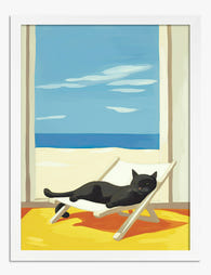 Sunlit Siesta Cat Art Print - White
