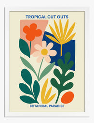 Botanical Paradise Cut Outs Art Print - White