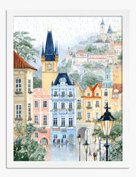 Rainy Day in Prague Art Print White