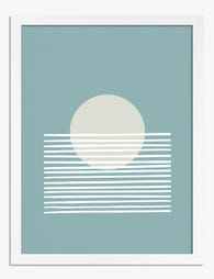 Serene Sunset Lines Art Print - White