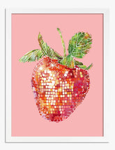 Strawberry Disco Pop Art Print - White