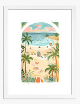 Tropical Beach Escape Art Print - White