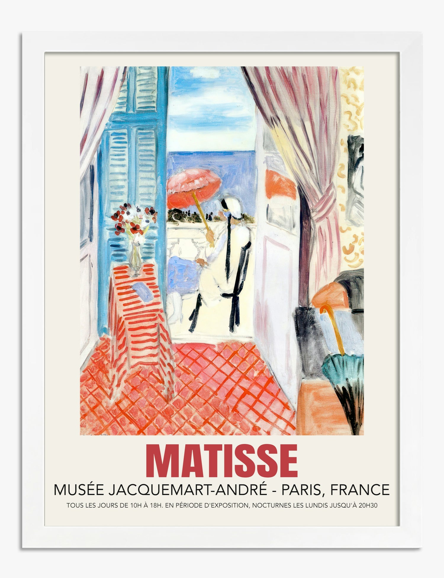 Matisses Red Umbrella Elegance Art Print - White