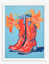 Bold Blooms & Boots Art Print - White