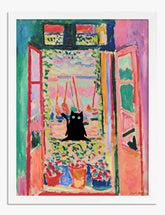 Matisse Window Cat Charm Art Print - White